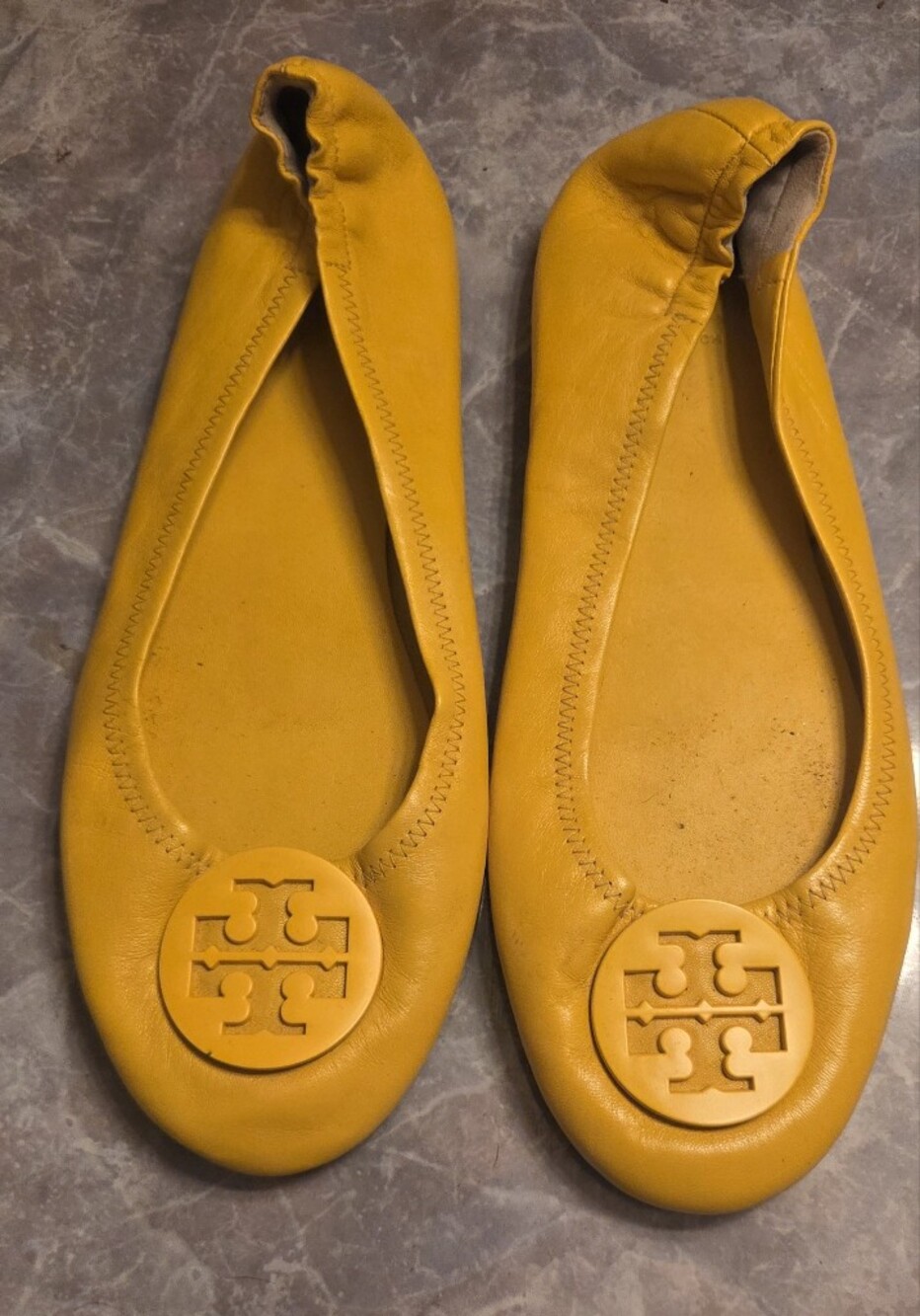 Tory Burch Yellow Leather Ballet Flats